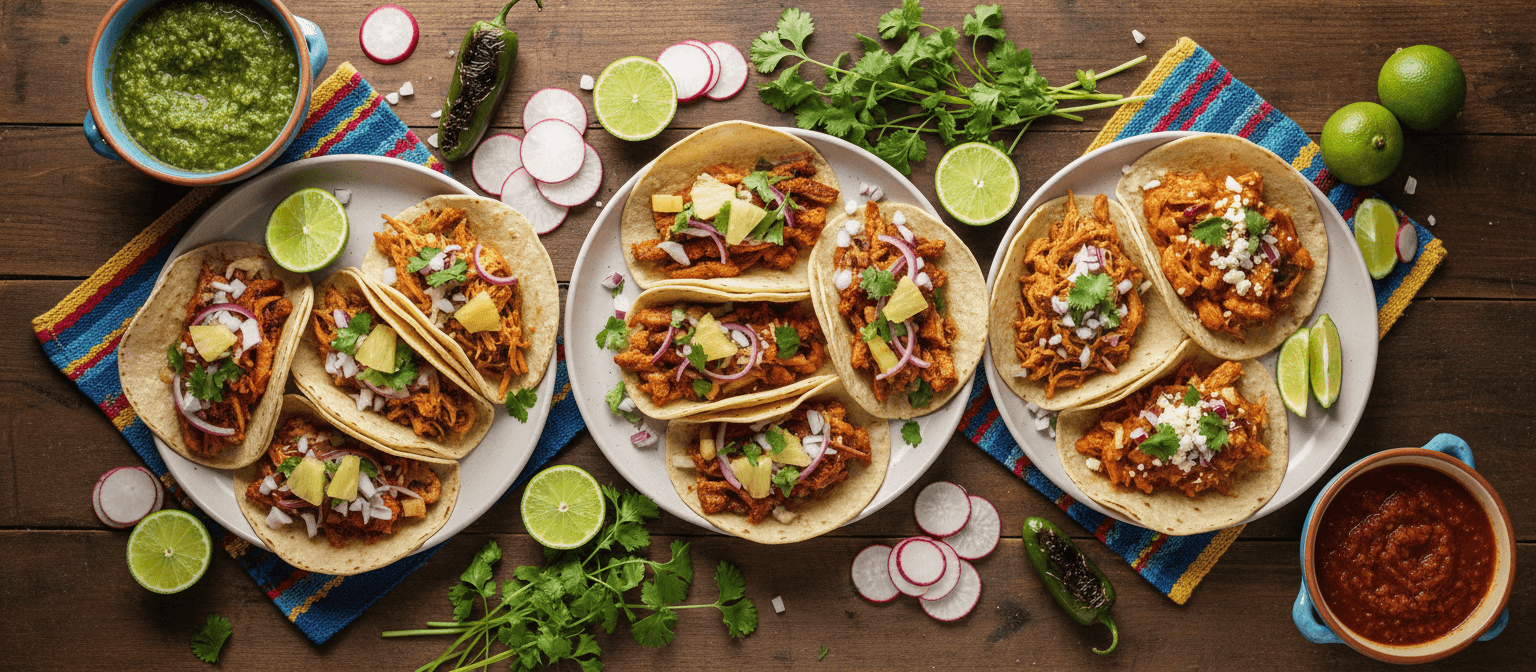 Variety of tacos spread